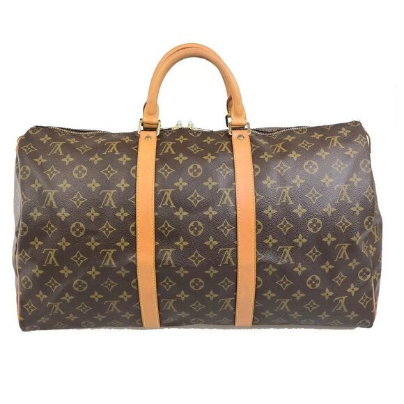 LOUIS VUITTON Keepall 50 Travel Hand Bag Monogram Leather Brown - Picture 1 of 16